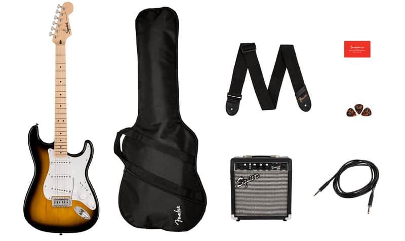 Squier Sonic Stratocaster Electric Guitar Starter Pack 2-Color Sunburst image 1