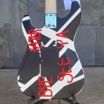 EVH® Striped Series Circles, Maple Fingerboard, White and Black with Gigbag image 7
