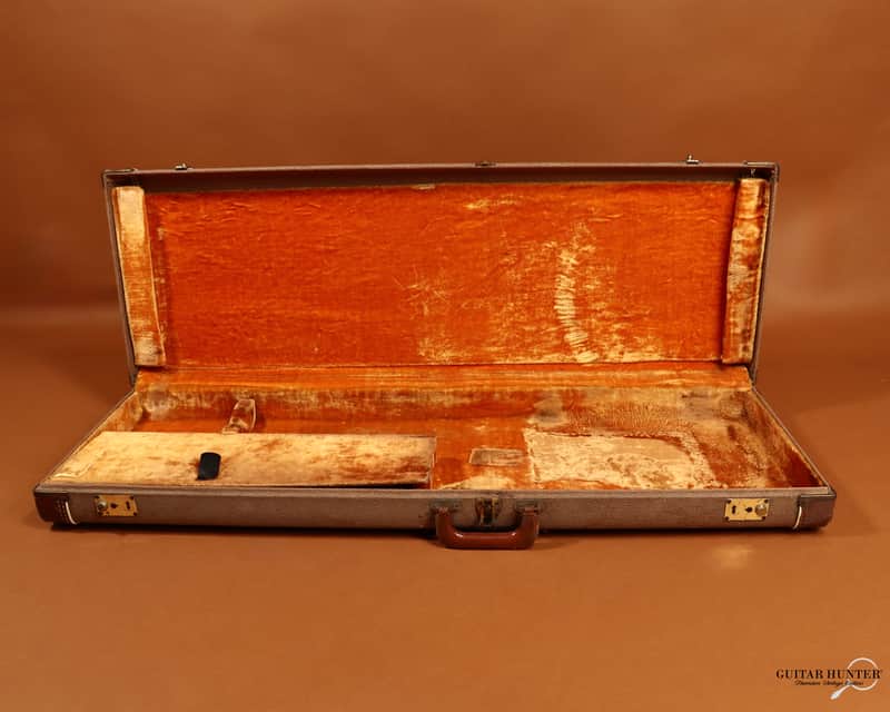 Original Vintage 1959-1961 Fender Jazzmaster Brown Tolex Hardshell Case with Yellow Interior image 1