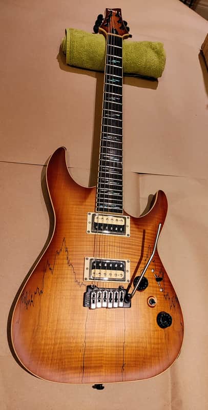 Schecter C-1 Exotic Spalted Maple 2020 Satin Natural Vintage Burst image 1