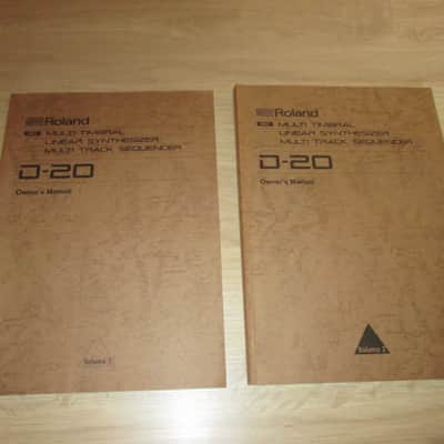 Roland D-20 MIDI Multi Timbral Linear Synthesizer - Owner's Manuals - Volume 1 and Volume 2 - Synthesizer Brochure