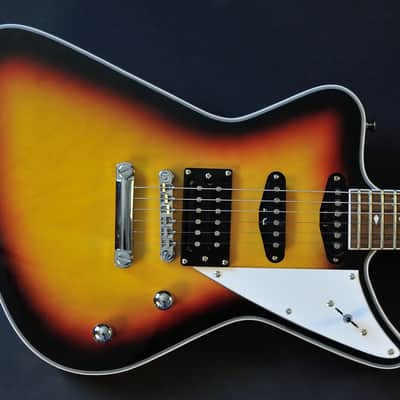 Bootlegger Guitar Hounder. Black Cherry Honey Burst Stiletto Case & Flask image 5
