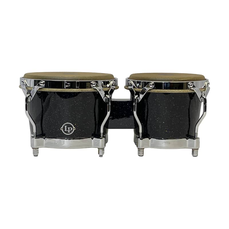 Latin Percussion Traditional Fiberglass Bongos - Black Holo Chrome image 1