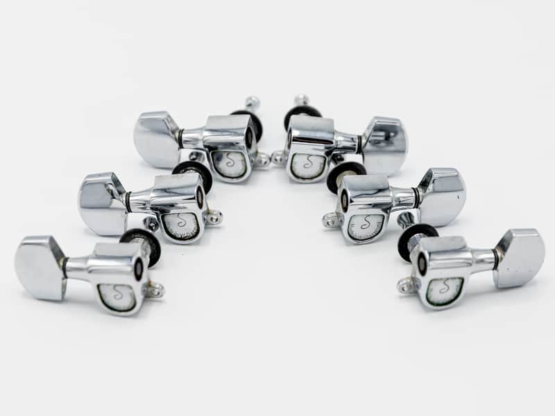 1970s Schaller Vintage Tuning Machine Set 3x3 Tuners, Chrome w/ Bushings, Washers image 1