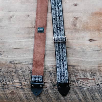 Vintage Blue 60s/70s Hippie Guitar Strap / Real Suede Backing / Handmade in the UK image 3