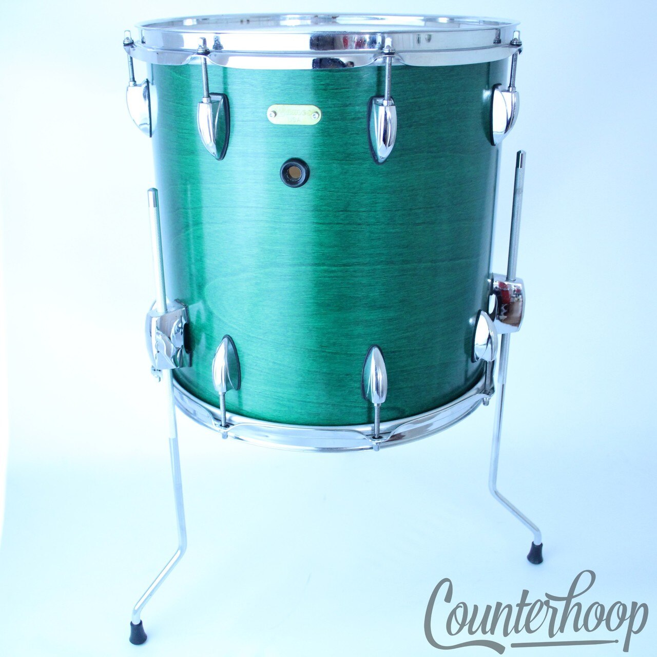 Eames 14x14"Floor Tom Drum North American Birch Shell+Re-Rings Green Stain* — main photograph