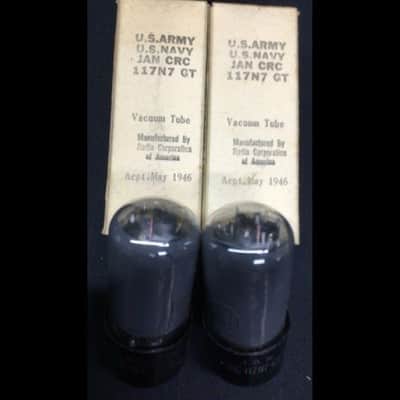 NOS PAIR RCA JAN CRP 117N7GT Smoked Glass Radio Vacuum Tubes TESTED L.9731 image 4