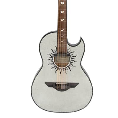 H. Jimenez Colección de Galaxia Moon Dust Bajo Quinto Glossy Silver Sparkle Finish Acoustic +Hardshell Case | Authorized Dealer image 3