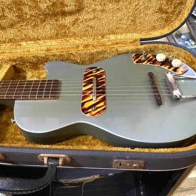 1953 Kay K-125 Stratotone "Peanut" Gloss Refinished Teal Green Electric Guitar with Vox Hardshell Case image 15