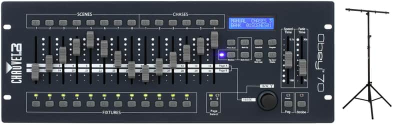 Chauvet DJ Obey 70 384-Ch DMX Lighting Controller  Bundle with Chauvet DJ CH-03 Heavy Duty Tripod Lighting Stand image 1