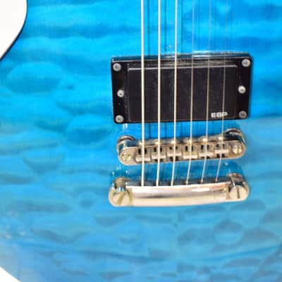 ESP EC-200QM Electric Guitar, See Thru Blue w/ Case image 5