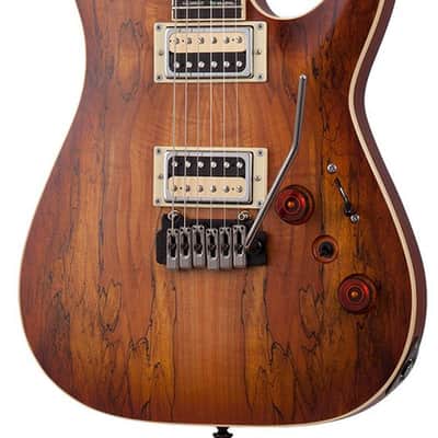Schecter C-1 Exotic Spalted Maple Electric Guitar - Satin Natural Vintage Burst (3338) image 2