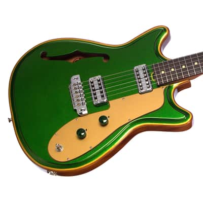 2022 Walsh Guitars Custom Double Cut - Candy Green w/Gold Accents and Natural Back - Semi-Hollow Custom Boutique Electric Guitar - USED! image 3
