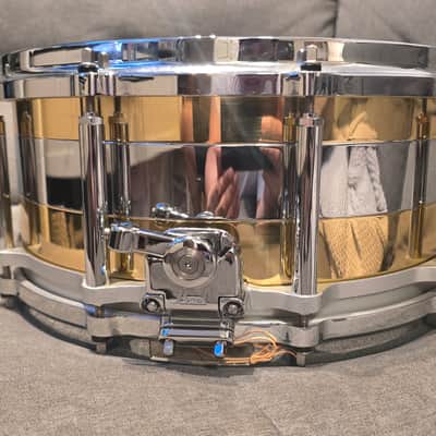 Pearl "Tricolon" Chad Smith Signature Free-Floating 14x6.5" Limited Edition Snare Drum - Brass/Steel image 4