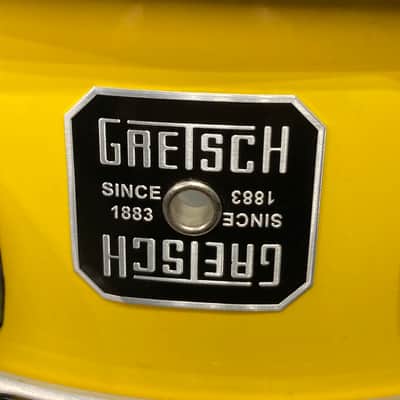 Gretsch - 14x5", Vineyard Custom Snare Drum, Signed by Fred Gretsch! 2006 - Yellow, Black Hardware image 3