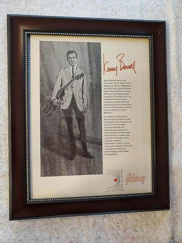 1964 Gibson Promotional Ad Framed Kenny Burrell Gibson Super 400 Original image 1