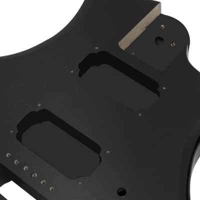 Cxxss DIY 6 String Flame Shaped Style HSH Electric Guitar Kits with Mahogany Body, Maple Neck and Accessories - Black image 3