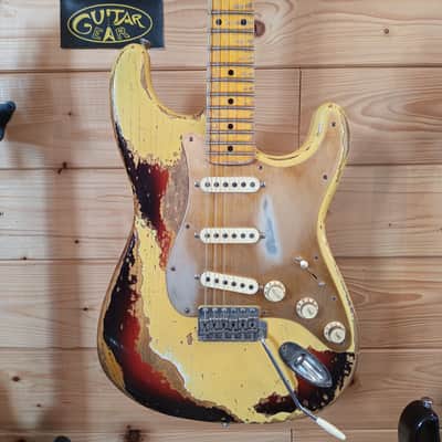 Buttarini Guitars S-50s Heavy Relic - Vintage White over 3T Sunburst image 1