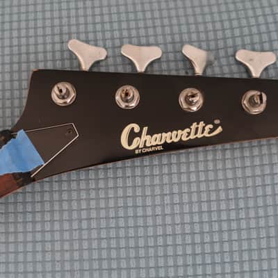 Vintage Bass Guitar Project Cracked Neck Charvette by Charvelle Jackson P Bass Purple Low Serial Number #137 Lots of High Quality Parts Nut Tuners Bridge Pick Ups Loaded Working Body Frets Electronics Neck Plate Hair Heavy Metal image 11