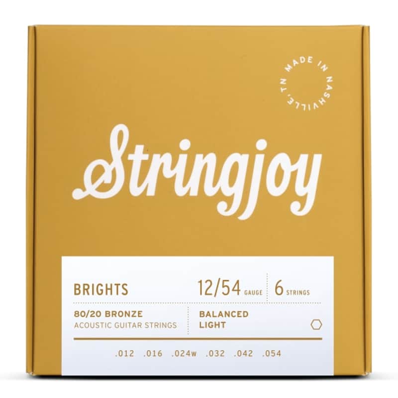 Stringjoy Brights | Light Gauge (12-54) 80/20 Bronze Acoustic Guitar Strings image 1
