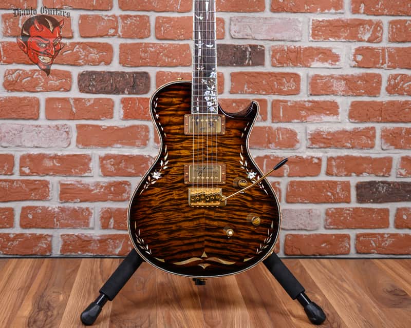 PRS Private Stock #1299 10th Anniversary Single Cut Trem Quilted Maple Top Tiger Eye Burst with Brazilian Rosewood 2007 w/OHSC image 1