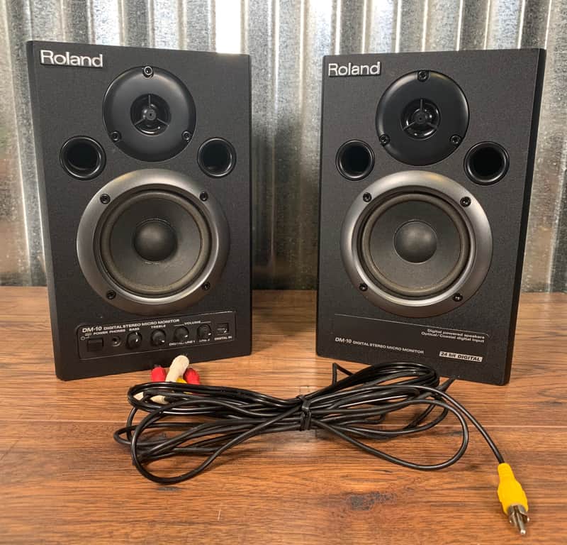 Roland DM-10 Powered Digital Stereo Micro Multi Media Studio Monitors Used image 1