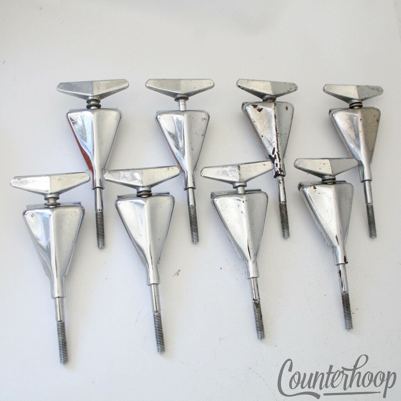 Pearl 8x Bass Drum Tension T-Rods+Claws Vintage 70s Chrome 4 1/8" Metric Japan* — main photograph