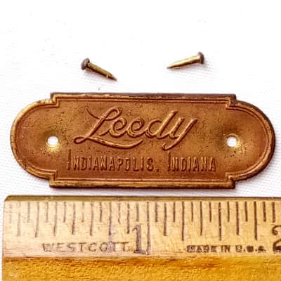Leedy Indianapolis Indiana 1900-10s Snare/Bass Drum Wood Hoop-Tacked Badge Brass image 1