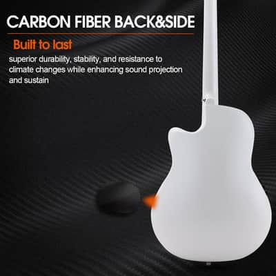 WINZZ White Solid Spruce Top With Carbon Fiber Back Electro Acoustic Guitar - AFO300CE image 3