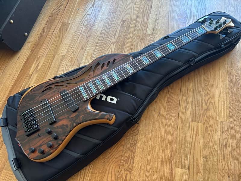 Ken Lawrence Chamberbrase II 5 string electric bass guitar LED's image 1
