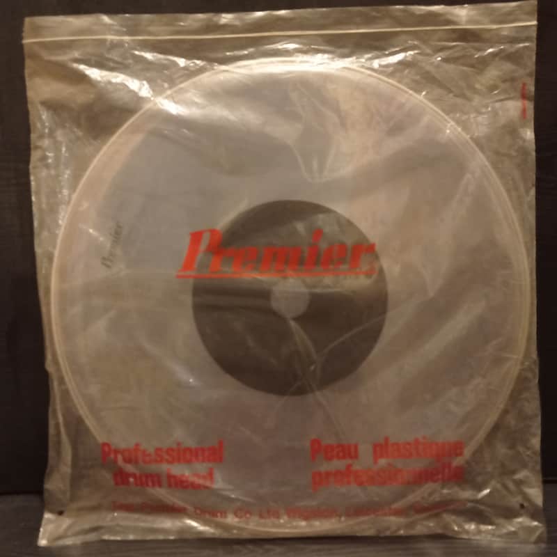 Premier RARE, Collectable NOS 18" bass drum head 70s-80s  - Vintage white+ black image 1