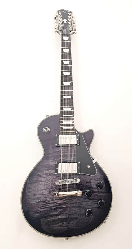 Agile AL-3200MCC 12 String Electric Guitar Solid Body Arch top with Multi-Radius Black Flame image 1