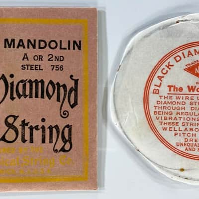 1930s BLACK DIAMOND STRINGS Vintage BOX Mandolin A Or 2nd Steel 756 National image 5