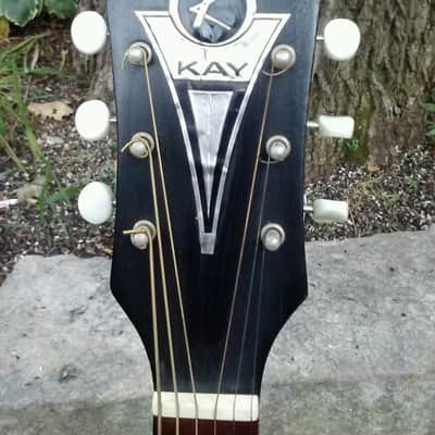Kay 5160 1966 Sunburst acoustic guitar and case image 4