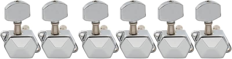 Pro 6 in line Semi Sealed Electric Guitar Machine Heads Tuning Pegs Keys Tuners Set for Fender Stratocaster Telecaster Guitar Replacement Right Hand, Chrome image 1
