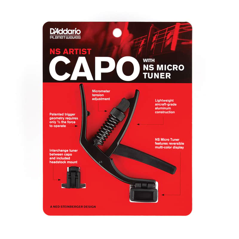 Planet Waves PW-CP-10NSM NS Artist Guitar Capo w/ NS Micro Headstock Tuner image 1