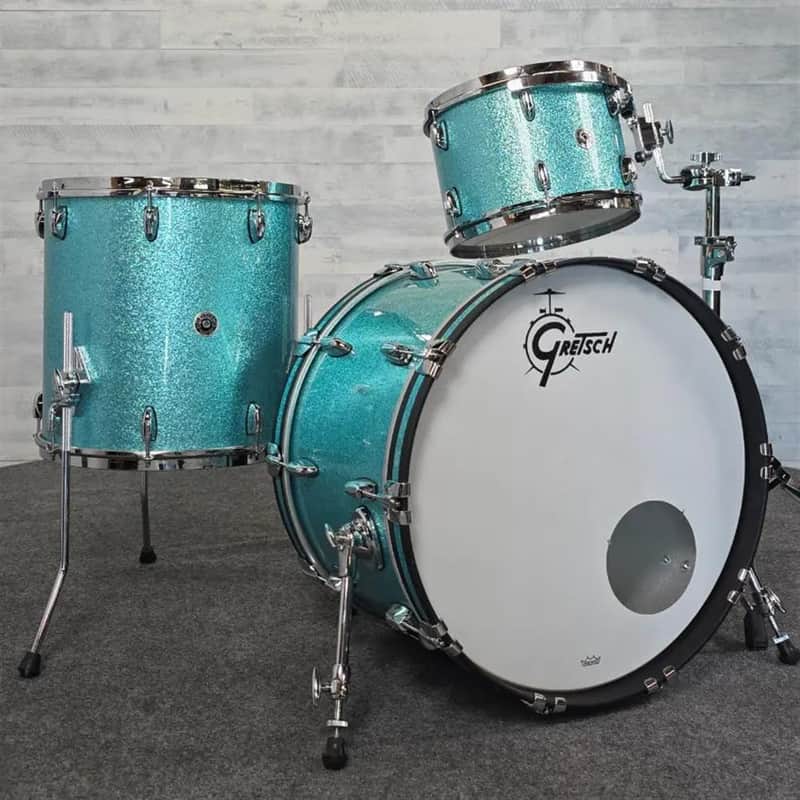 Used Gretsch Brooklyn 3pc Drum Set Turquoise Sparkle - Very Good image 1