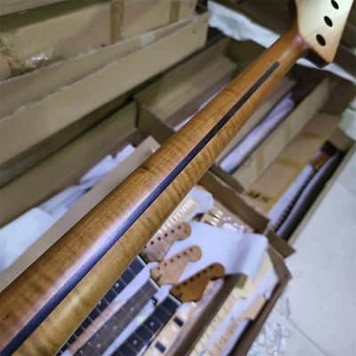 Tiger Maple Wood 4 String Jazz Bass Style Neck, 20 Frets Fingerboard image 6