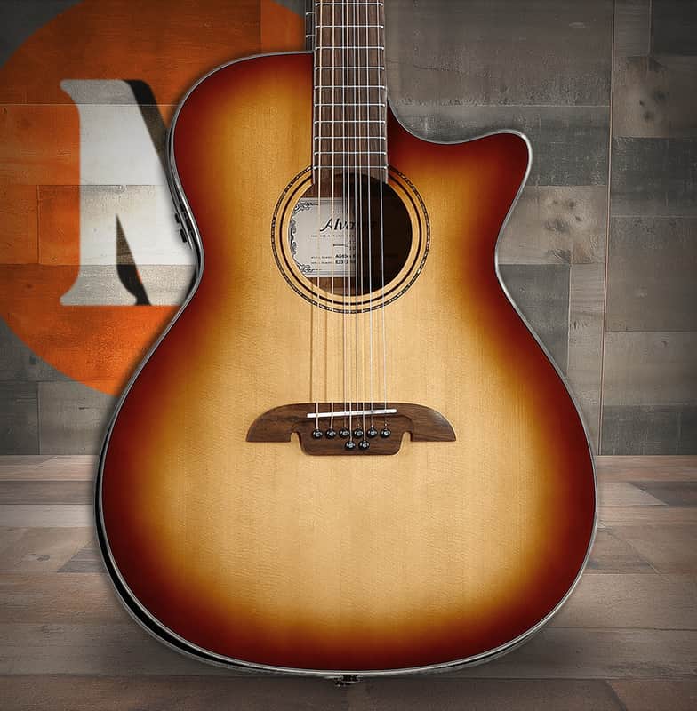 Alvarez Artist Grand Auditorium Guitar Acoustic Electric 8 String Shadowburst with Cutaway (AG60CE_8-String_Shadowburst) image 1