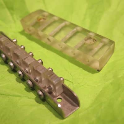 vintage 1960's clear Lucite bridge + tailpiece for solid body electric  - WHO MADE THIS??? image 1