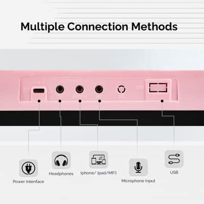 Glarry Pink 61-Key Keyboard Z-Stand with Piano Stool image 5