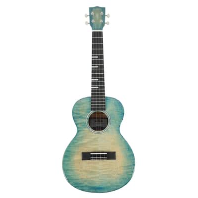 Kala WF-BLU-AFM-T Solid Blue Flamed Maple Waterfall Tenor Ukulele image 4