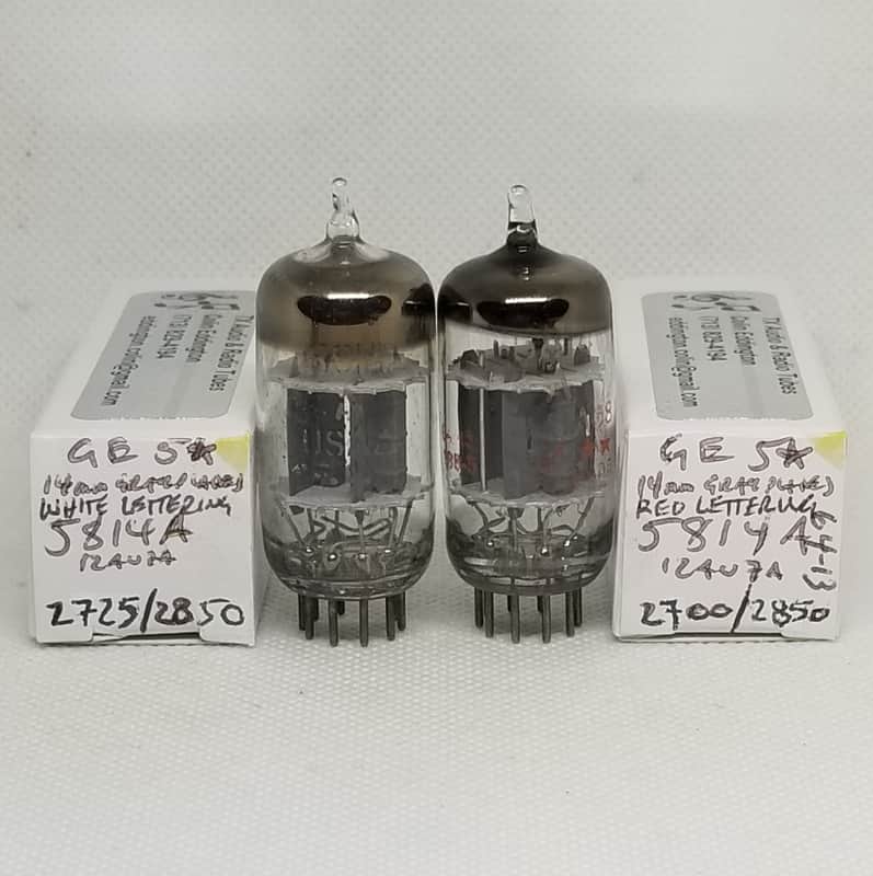 GE 5814A 5 Star Gray Plate Very Well Matched (5.2%) Pair NOS 12AU7 5814 image 1