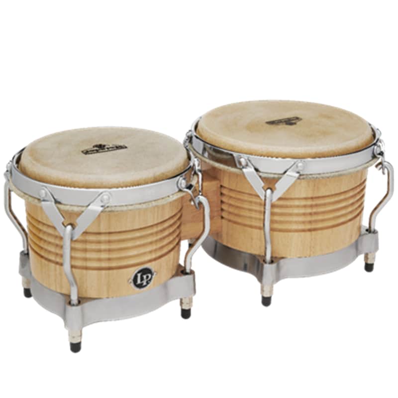 LP Matador Wood Bongos 7 1/4 and 8 5/8", Oak, Natural Chrome (M201-AWC) image 1