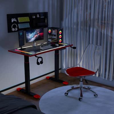 47" RGB Glass Music Studio Desk w/ Dual Motor Lift, Bluetooth Audio & LED Lighting image 2