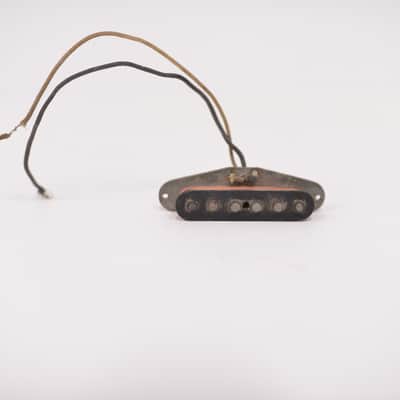 1968-1969 Vintage Fender Stratocaster Middle Neck Pickup Gray-Bottom Staggered-Pole Cloth-Wire Nonworking 1960's image 9