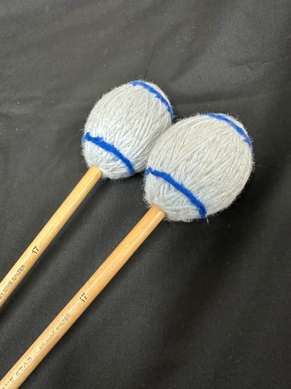 Vintage Mike Balter 17, Bass Marimba Mallets, Extra-Soft,  Light Blue, 1990s, Birch Handles - MINT image 1