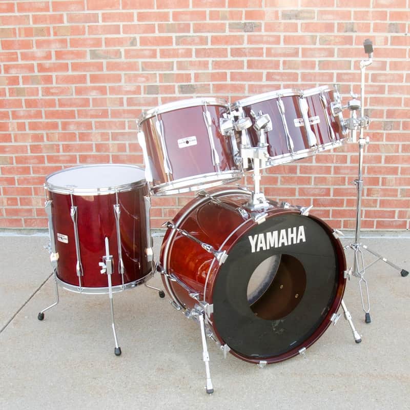 1989 Yamaha Recording Custom 5 Piece Shell Pack - Wine Red 10, 12, 13, 16, 22" image 1