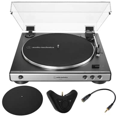 Audio-Technica AT-LP60X-GM Fully Automatic Belt-Drive Turntable Mackie Bluetooth Bundle image 1