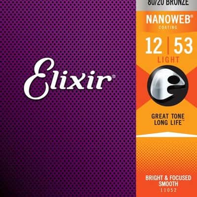 Elixir 11052 Nanoweb 80/20 Bronze Light Acoustic Strings (12-53) image 1